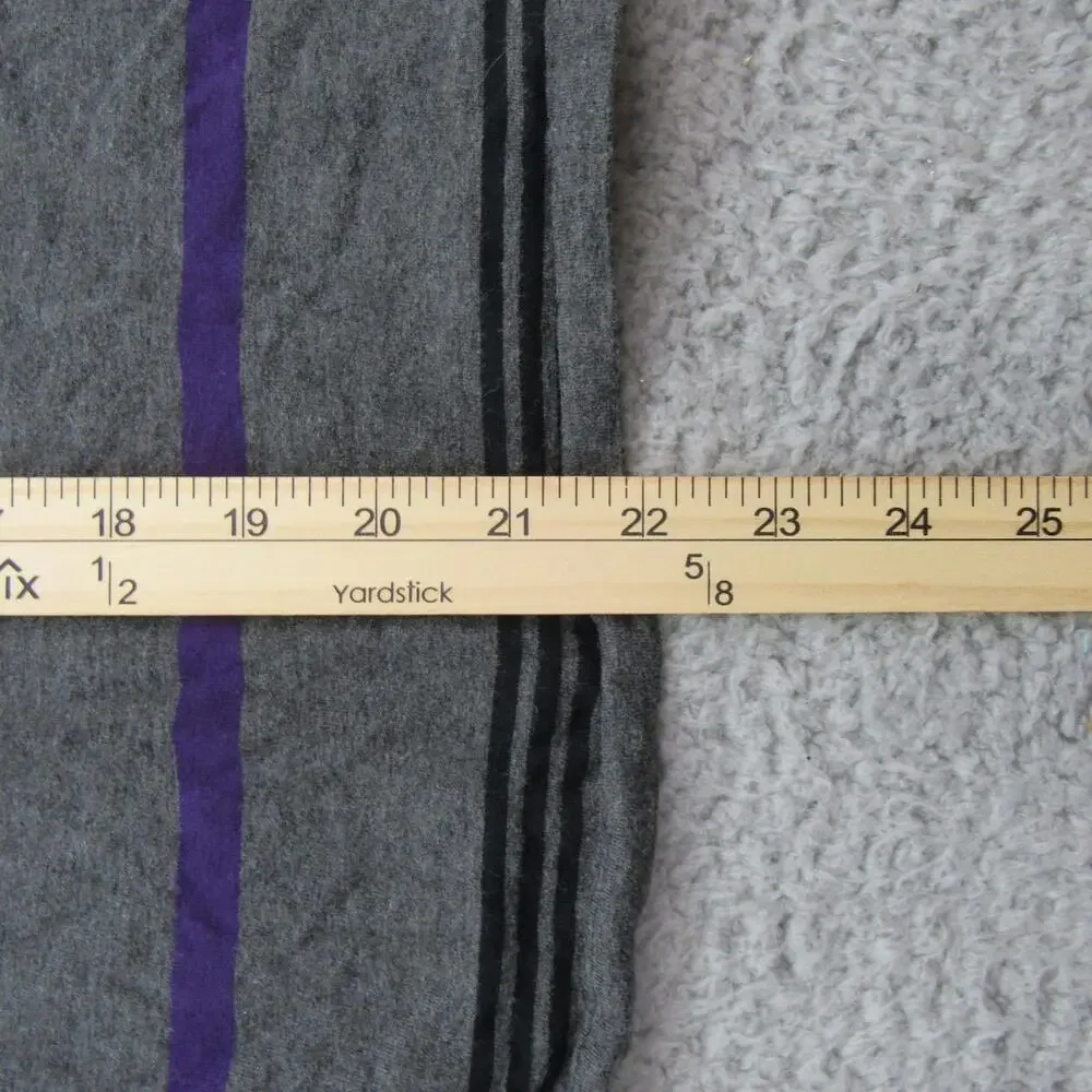 Chaps Sweater Womens Large Gray Black Purple Striped V Neck Pullover Long Sleeve